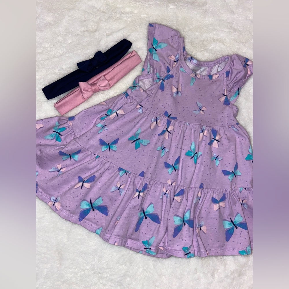 12 month spring dress with 2 headbands